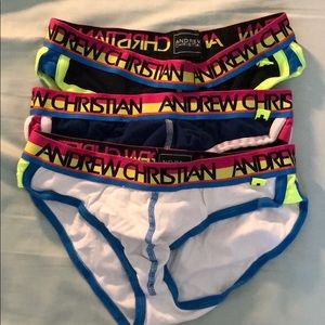Andrew Christian 3 briefs - gently worn/laundered.